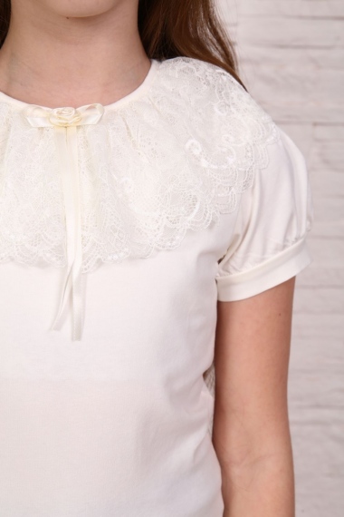 Флора блузка детская кор. рукав - экрю