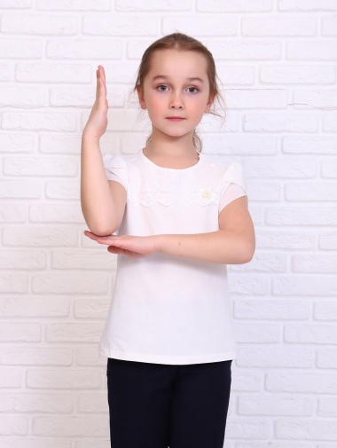 Мимоза блузка детская кор. рукав - экрю